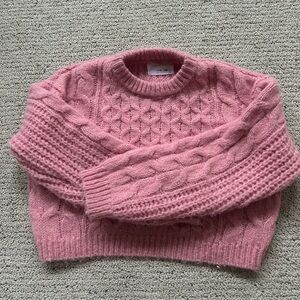 Cozy Pink Cable Knit Sweater
